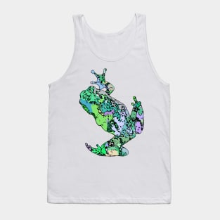 Green Tree Frog Climbing Colorful Green Blue Purple Tank Top